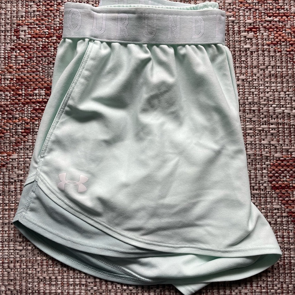 Under Armour Women's Play Up 3.0 Shorts , Seaglass Blue/ White